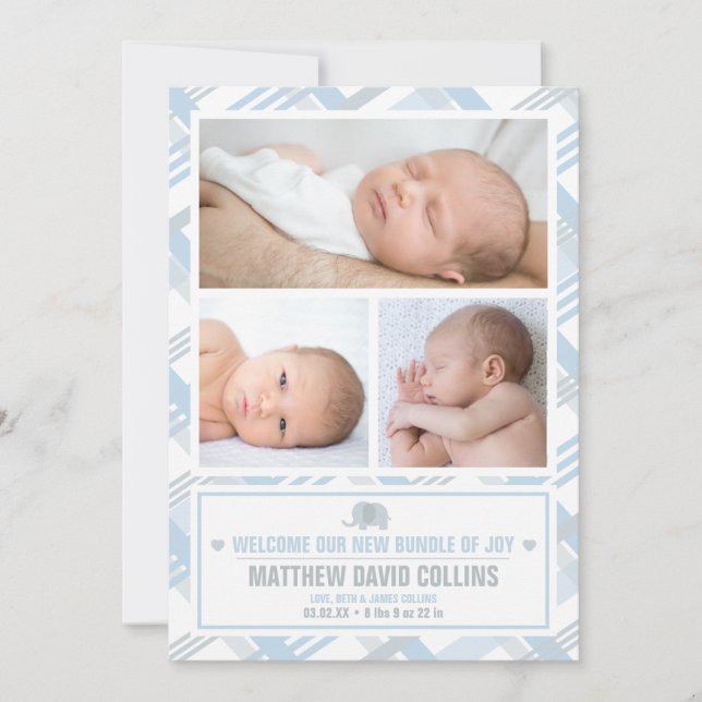 Bundle of Joy, Boy Birth Announcements (Front)
