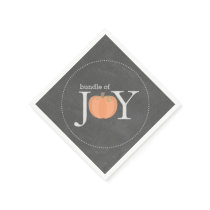 Bundle Of Joy Chalkboard Pumpkin Fall Baby Shower Paper Napkins