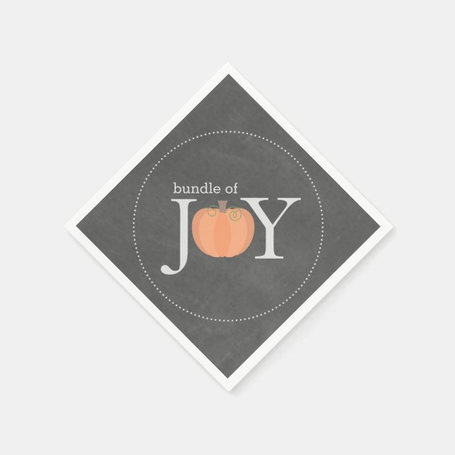 Bundle Of Joy Chalkboard Pumpkin Fall Baby Shower Paper Napkins (Corner)
