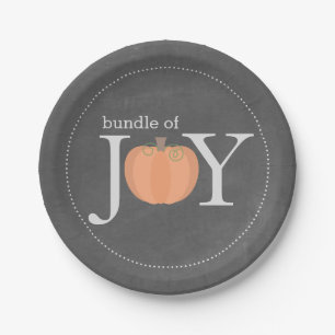 Bundle of Joy Chalkboard Pumpkin Fall Baby Shower Paper Plates