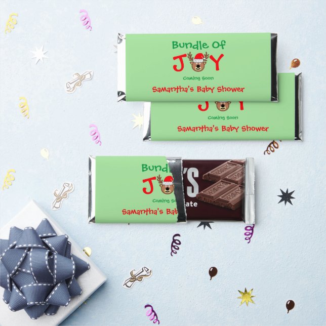 Bundle of Joy Christmas Baby Shower Hershey Bar Favors (Front)