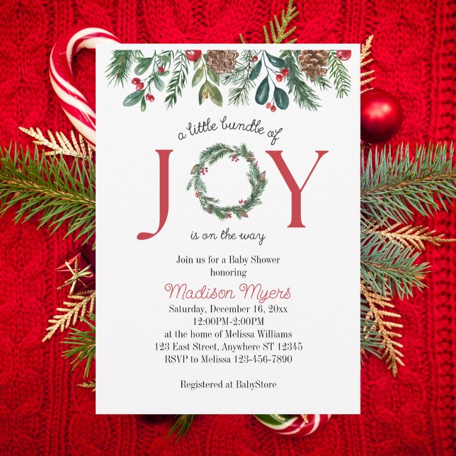 Bundle of Joy Christmas Baby Shower Invitation (Creator Uploaded)