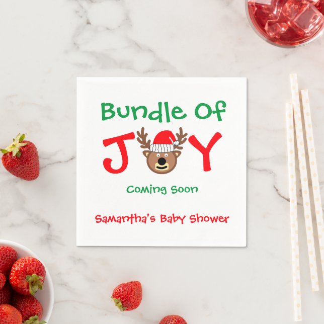 Bundle of Joy Christmas Baby Shower Napkins (Insitu)