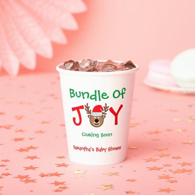 Bundle of Joy Christmas Baby Shower Paper Cups (Insitu)
