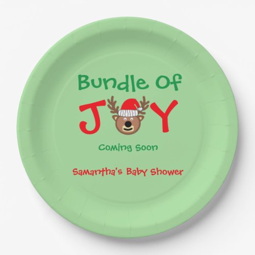 Bundle of Joy Christmas Baby Shower Paper Plates