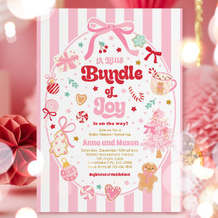 Bundle Of Joy Christmas Coquette Bow Baby Shower Invitation