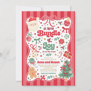 Bundle Of Joy Christmas Coquette Bow Baby Shower Invitation
