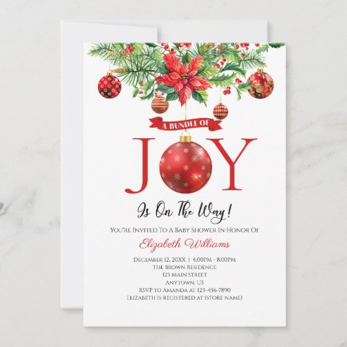 Bundle Of Joy Christmas Ornaments Baby Shower Invitation