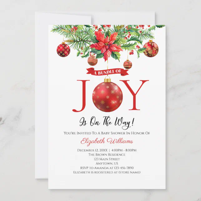 Bundle Of Joy Christmas Ornaments Baby Shower Invitation | Zazzle