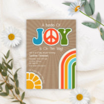 Bundle of Joy Groovy Peace Hippie Baby Shower Invitation