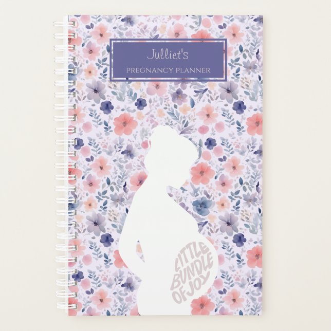Bundle Of Joy Lavender Pink Floral Pregnancy Planner (Front)