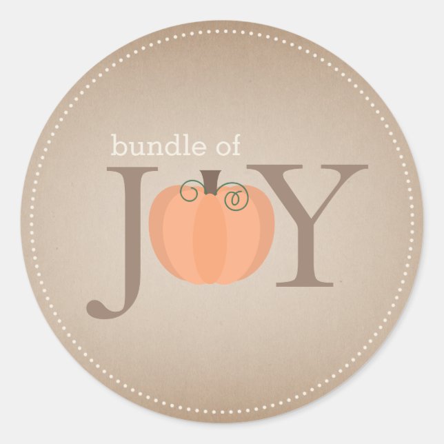 Bundle of Joy Neutral Pumpkin Fall Baby Sticker (Front)