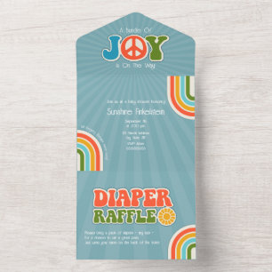 Bundle of Joy Peace Blue Baby Shower Diaper Raffle All In One Invitation