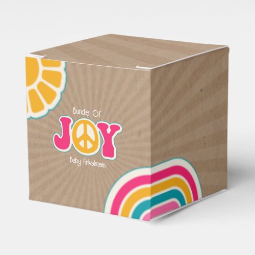 Bundle of Joy Peace Hot Pink Brown Baby Hippie Favor Boxes