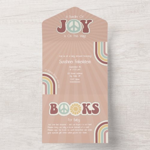 Bundle of Joy Peace Muted Baby Shower Book Request All In One Invitation