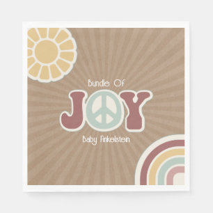 Bundle of Joy Peace Pink Brown Hippie Baby Shower Napkins