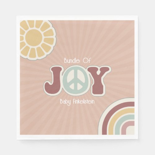Bundle of Joy Peace Sign Pink Baby Shower Hippie Napkins