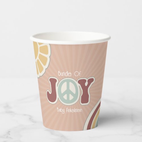 Bundle of Joy Peace Sign Pink Baby Shower Hippie Paper Cups