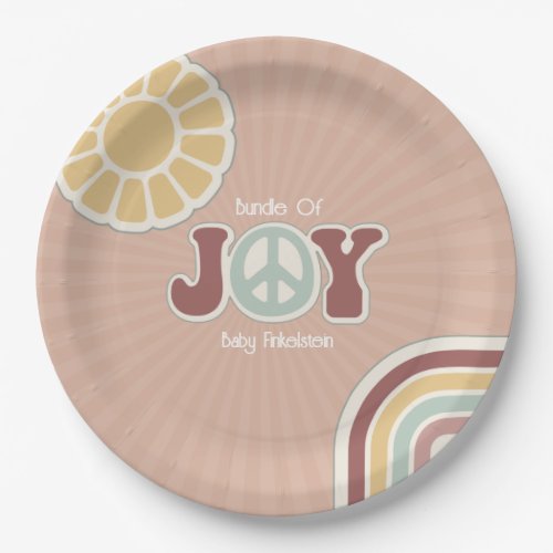 Bundle of Joy Peace Sign Pink Baby Shower Hippie Paper Plates