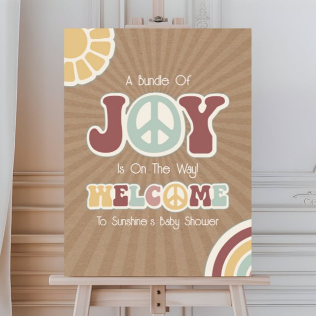 Bundle of Joy Peace Sign Pink Brown Baby Shower (Creator Uploaded)