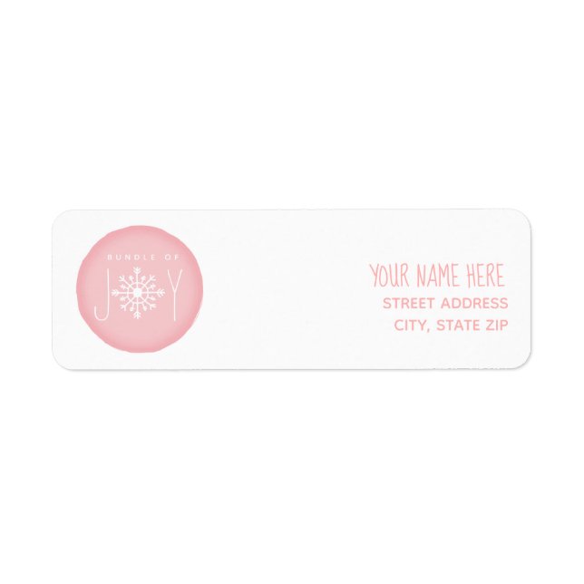 Bundle Of Joy Pink Winter Baby Shower Label (Front)