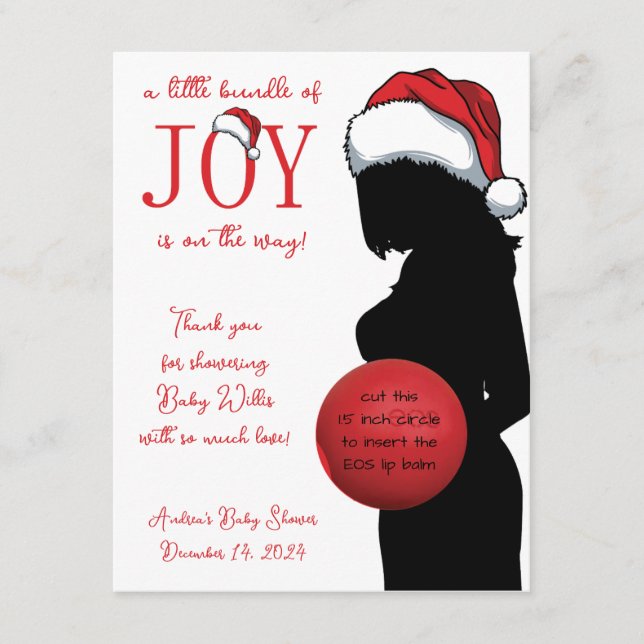 Bundle of Joy, Pregnant Woman EOS Lip Balm Favor Enclosure Card (Front)