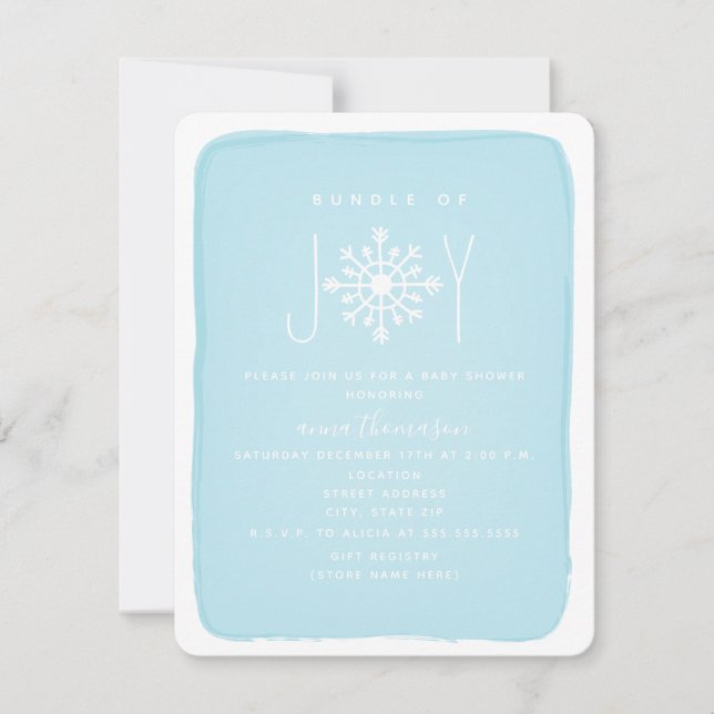 Bundle Of Joy Snowflake Baby Shower - Blue Invitation (Front)