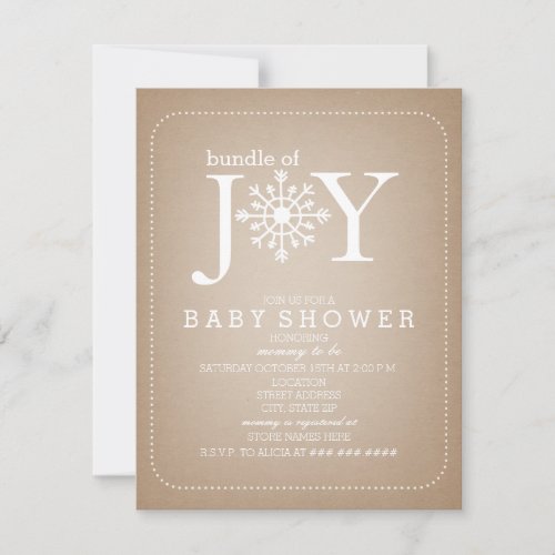 Bundle Of Joy Snowflake Baby Shower _ Cardstock Invitation
