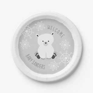 Bundle of Joy Snowflake Neutral Gray Baby Shower Paper Plates