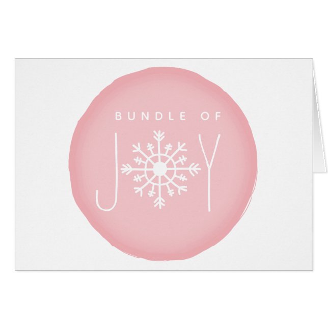 Bundle Of Joy Snowflake Pink Winter Baby Shower Cards (Front Horizontal)