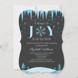 Bundle Of Joy Snowflake Winter Baby Shower Invitation