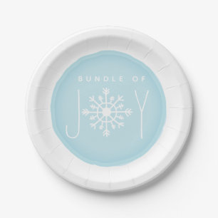 Bundle of Joy Snowflake Winter Blue Baby Shower Paper Plates