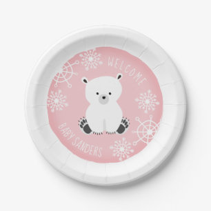 Bundle of Joy Snowflake Winter Pink Baby Shower Paper Plates