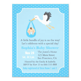 Bundle of Joy Stork Delivery Baby Boy Shower Card