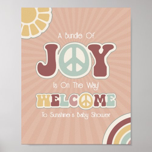 Bundle of Joy Welcome Pink Hippie Baby Shower Poster