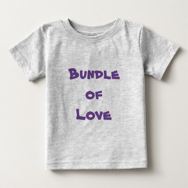 BUNDLE OF LOVE - Simple Cute Gray / Purple Baby T-Shirt (Front)