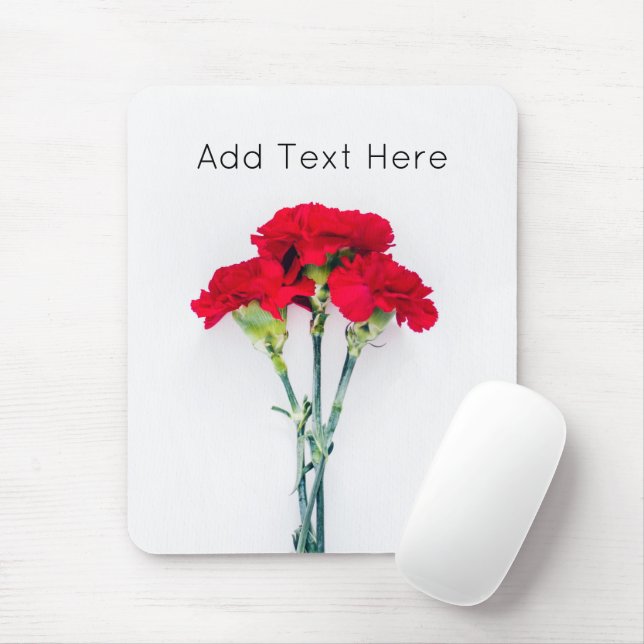 Bundle of Red Carnation Flowers Mouse Pad (With Mouse)