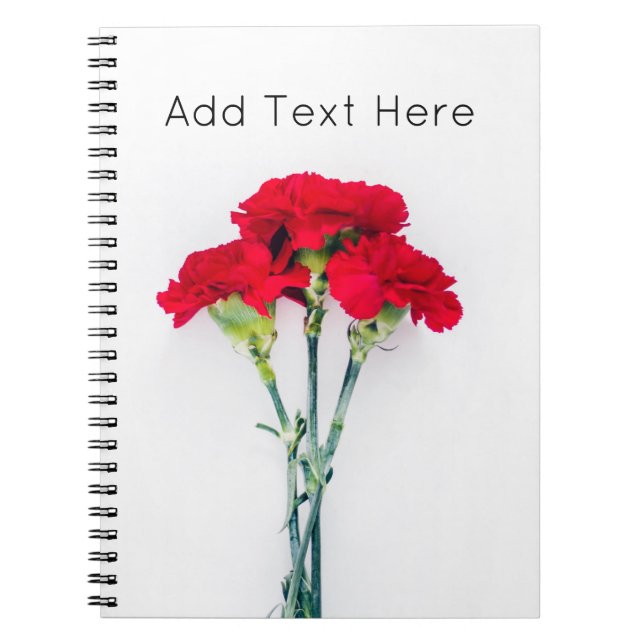 Bundle of Red Carnation Flowers Notebook (Front)
