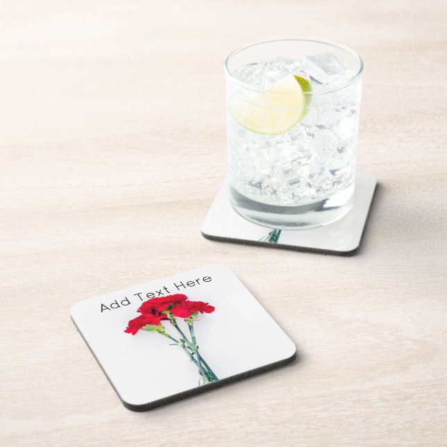 Bundle of Red Carnations Beverage Coaster (Right Side)