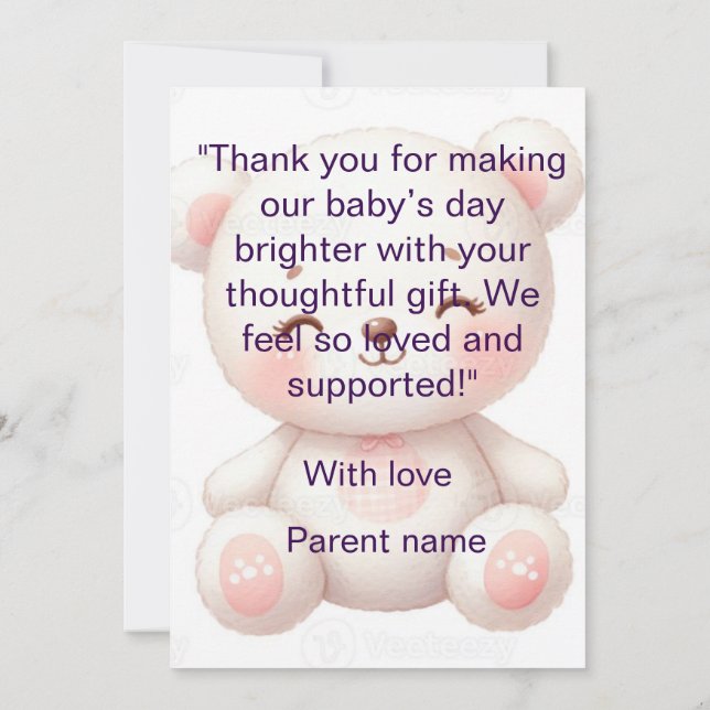 "Bundle of Thanks: The Perfect Baby Thank You Card (Back)