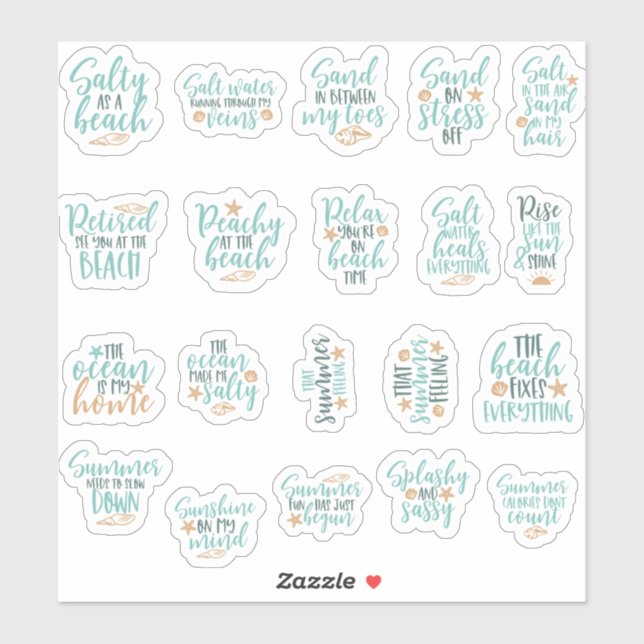 bundle pack cute beach motivational  QUOTE Sticker (Sheet)