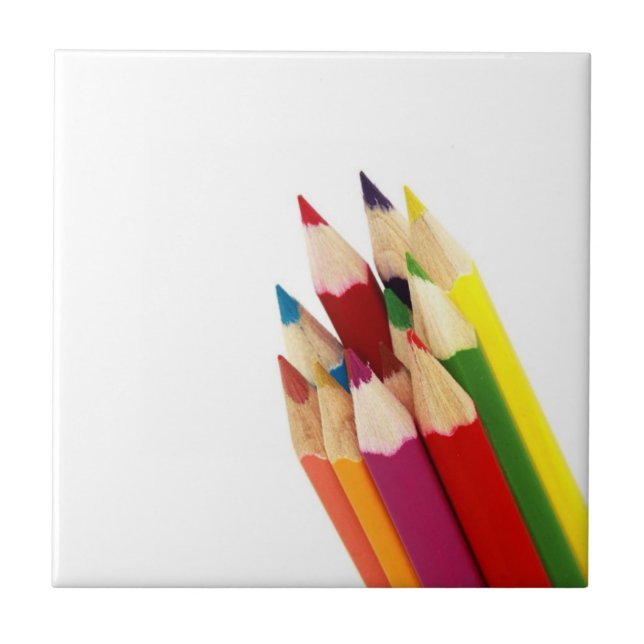 Bundled Colored Pencils Ceramic Tile (Front)