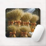 Bundled Wheat Sheaves In Barn With Pumpkins Mouse Pad