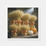 Bundled Wheat Sheaves In Barn With Pumpkins Napkins