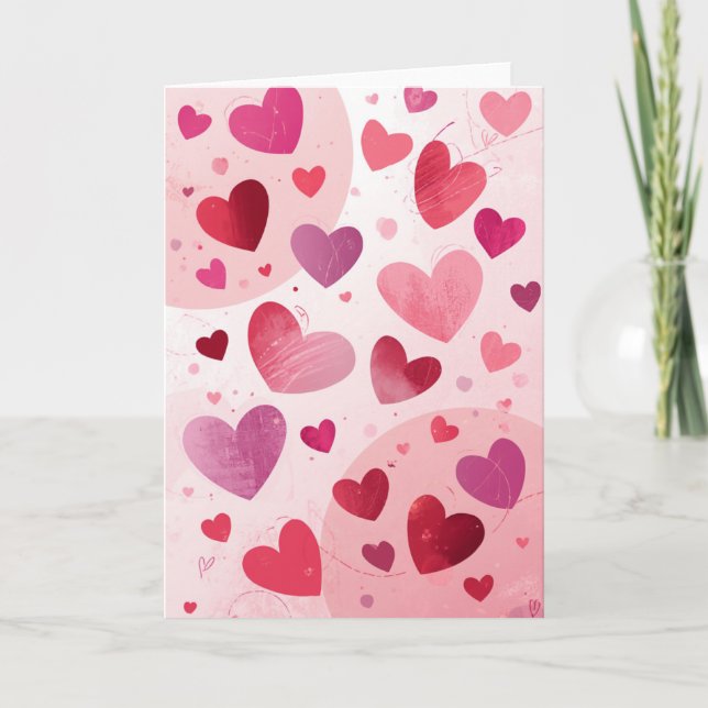 Bundles of Hearts Valentine's Day Blank FoldedCard Card (Front)