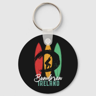 Bundoran Beach Ireland Vintage Retro Surfing Keychain