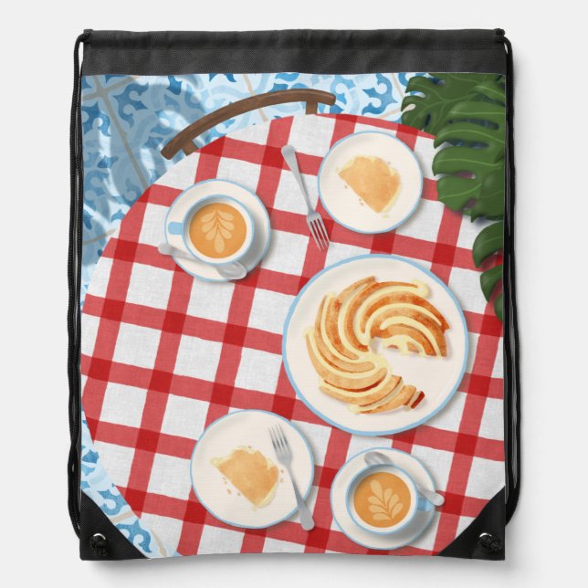 Bundt Cake and Coffee for Two Drawstring Bag (Front)