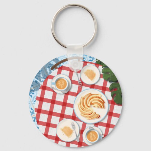 Bundt Cake and Coffee for Two Keychain