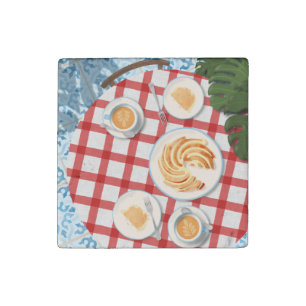 Bundt Cake and Coffee for Two Stone Magnet