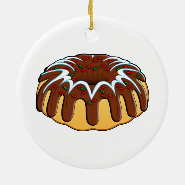 Bundt Cake Decorated for Christmas Classic Round Ceramic Ornament (Back)